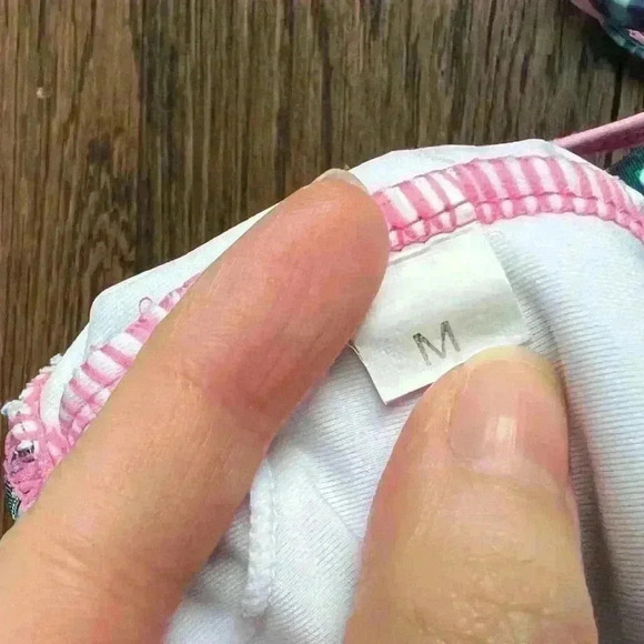 Women’s Tropical Leaf Pink Tube Top Bathing Suit Strapless Swimsuit Medium - Picture 6 of 9